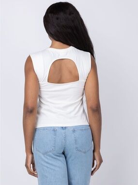 Nation Los Angeles White/Cream Cutout Back Tank Top Sleeveless NWT